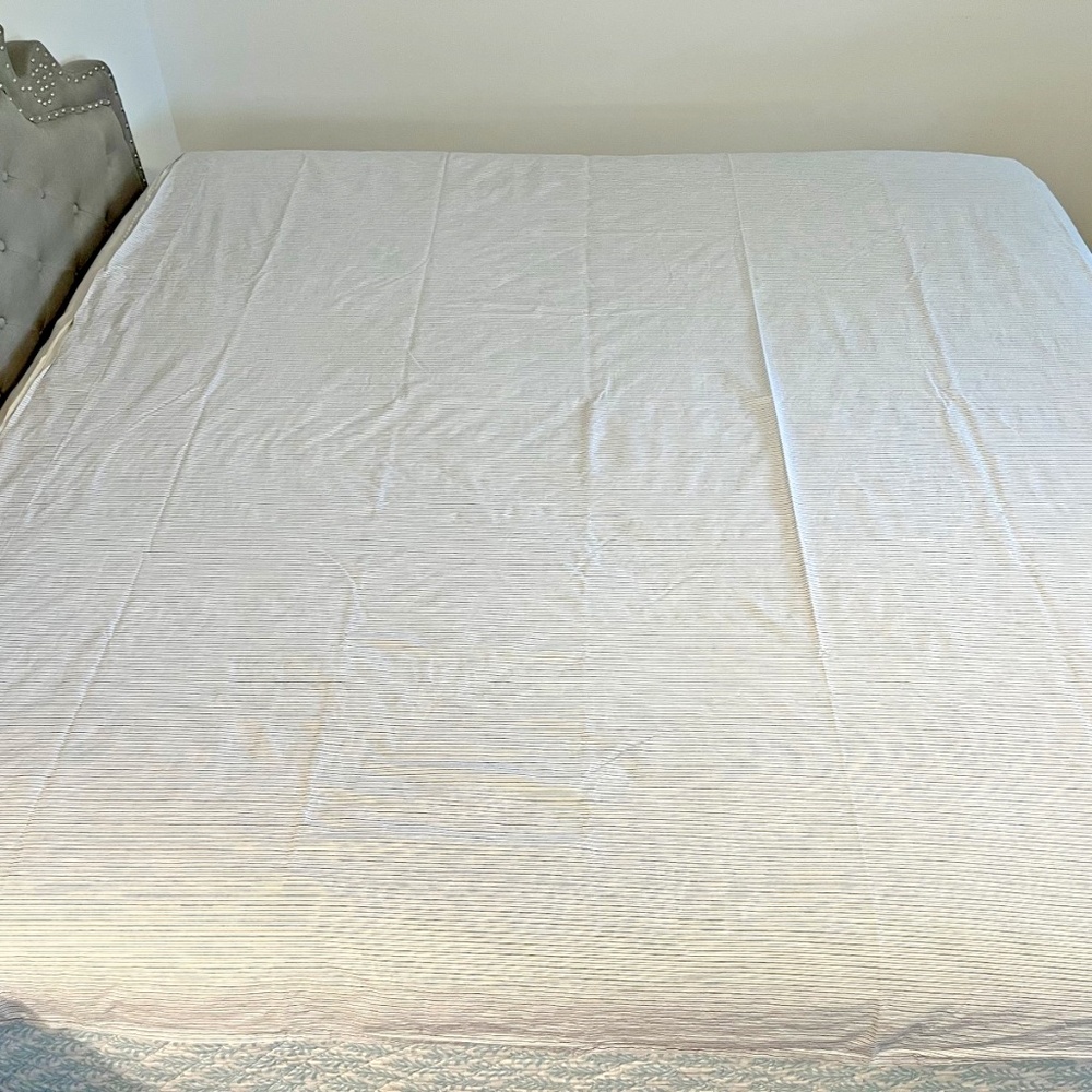 Lauren Ralph Lauren 100% Cotton Black Blue Striped Queen Size Flat Sheet